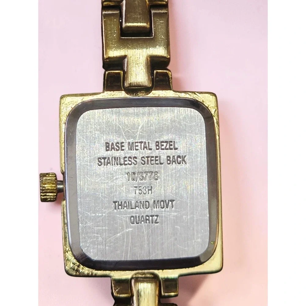 Vintage Anne Klein Women's Crystal Accented Gold Ladies Watch Opalescent